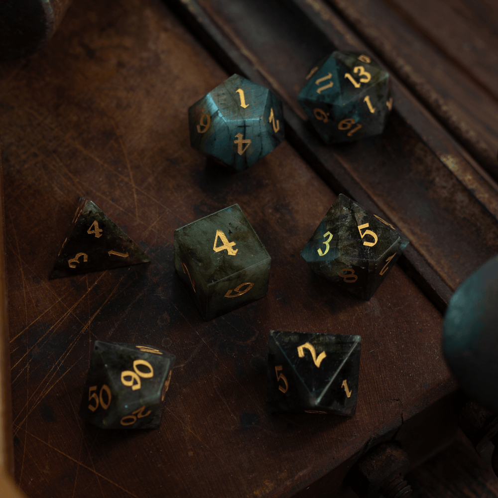 Labradorite Gemstone DND Dice Set (ONLINE ORDER ONLY)