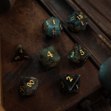 Labradorite Gemstone DND Dice Set (ONLINE ORDER ONLY)