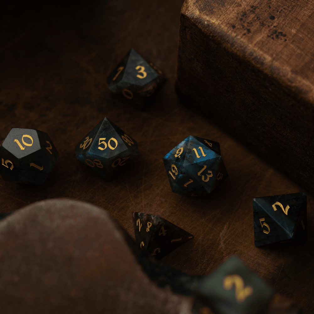 Labradorite Gemstone DND Dice Set (ONLINE ORDER ONLY)