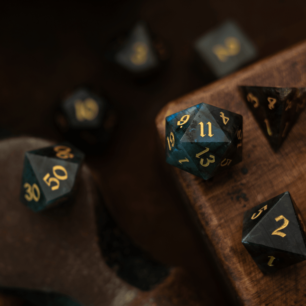 Labradorite Gemstone DND Dice Set (ONLINE ORDER ONLY)