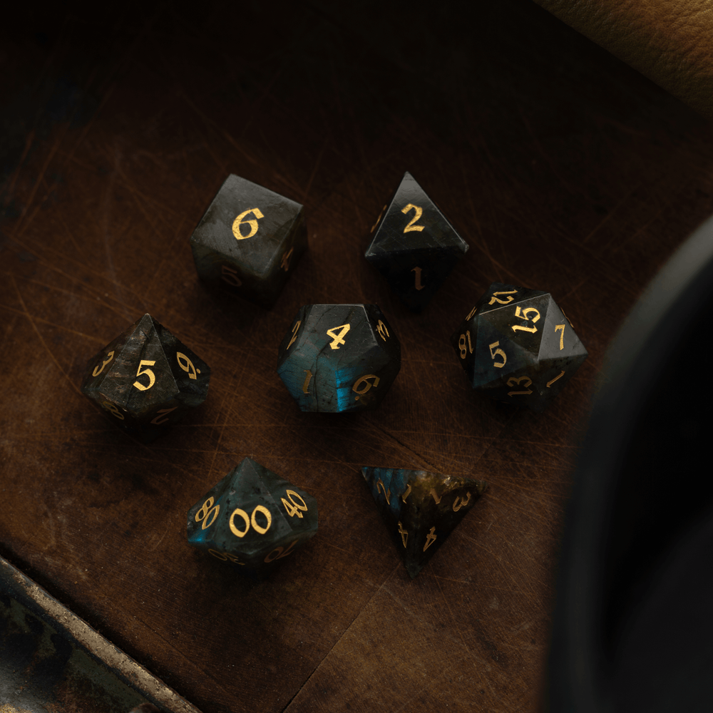 Labradorite Gemstone DND Dice Set (ONLINE ORDER ONLY)