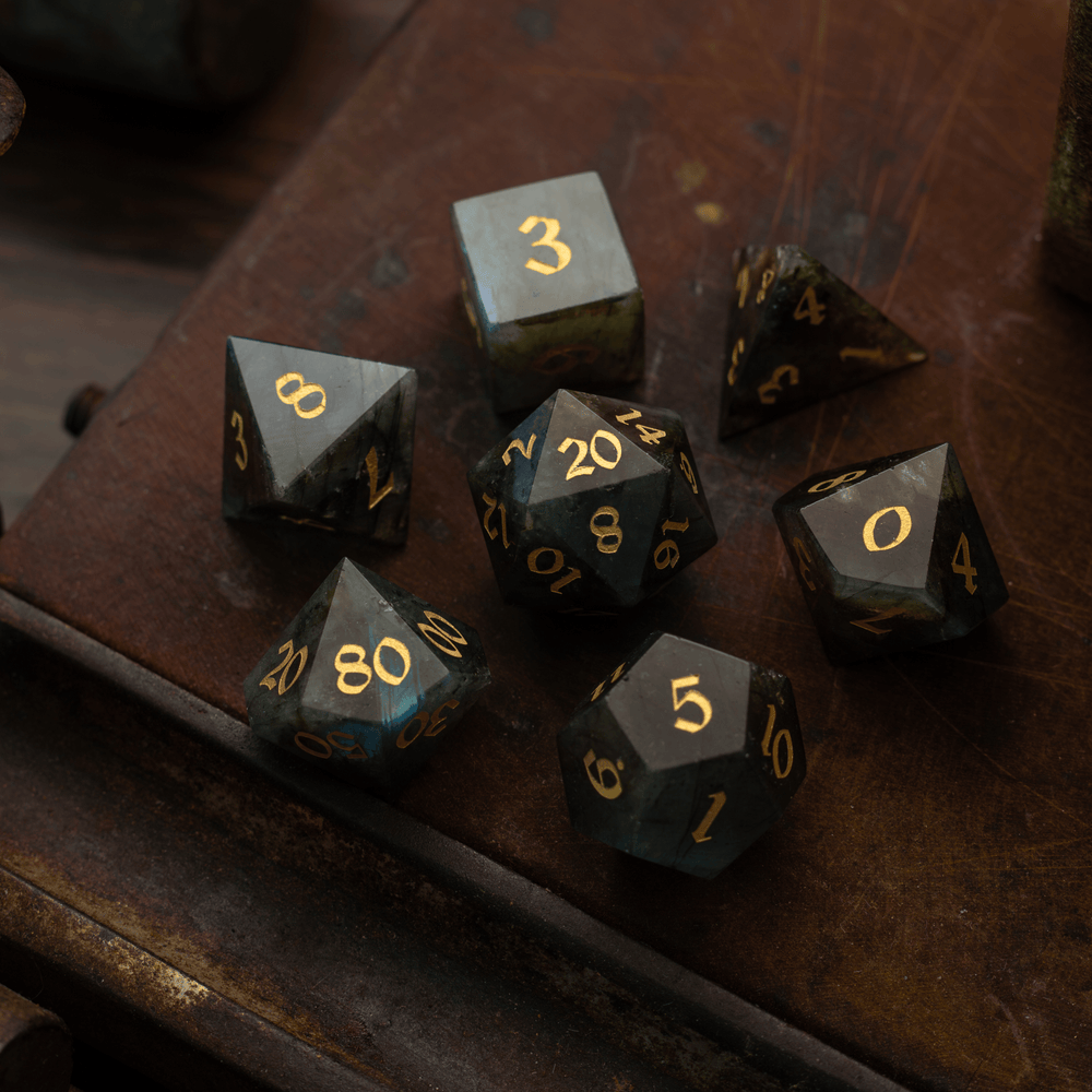 Labradorite Gemstone DND Dice Set (ONLINE ORDER ONLY)