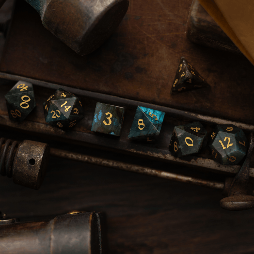 Labradorite Gemstone DND Dice Set (ONLINE ORDER ONLY)