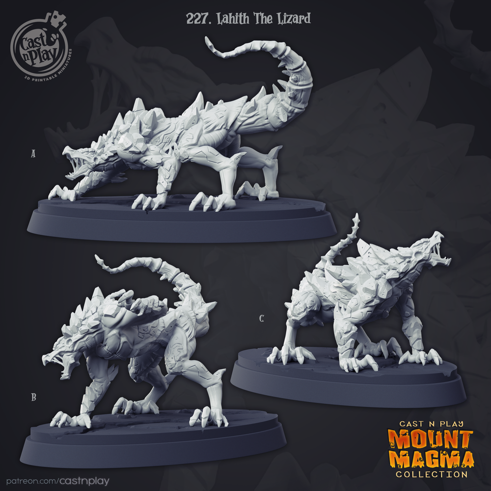 3D Printed Cast n Play Mount Magma Collection - Lahith The Lizard 28mm 32mm D&D (Online Only)