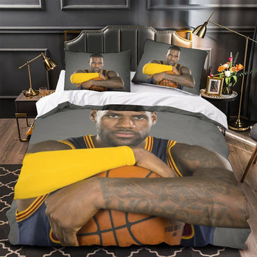 Lakers LeBron Raymone James Bedding Set Pattern Quilt Duvet Cover (Online Order Only)