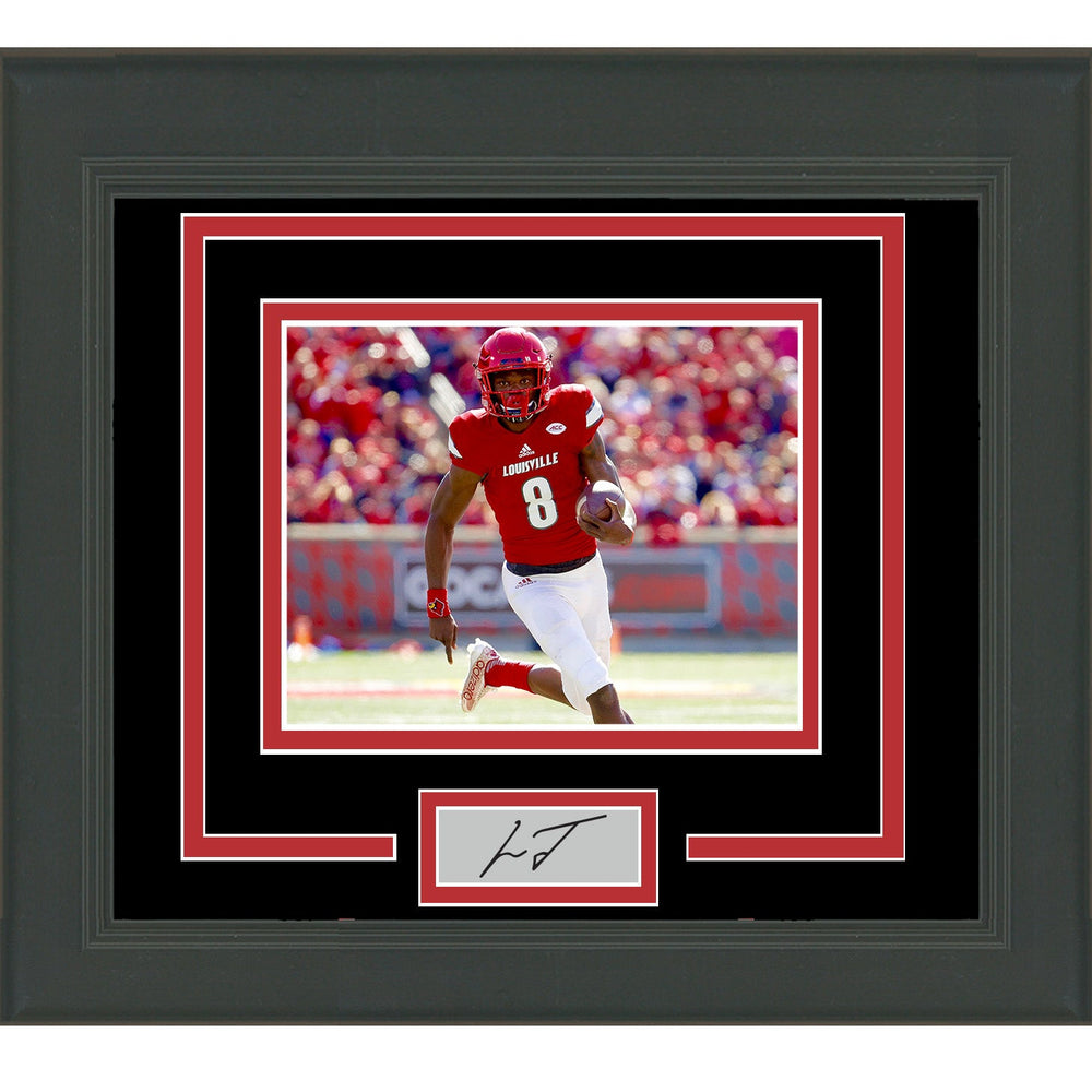 Framed Lamar Jackson Facsimile Laser Engraved Signature Auto Louisville Cardinals 11x14 Football Photo (ONLINE ORDER ONLY)