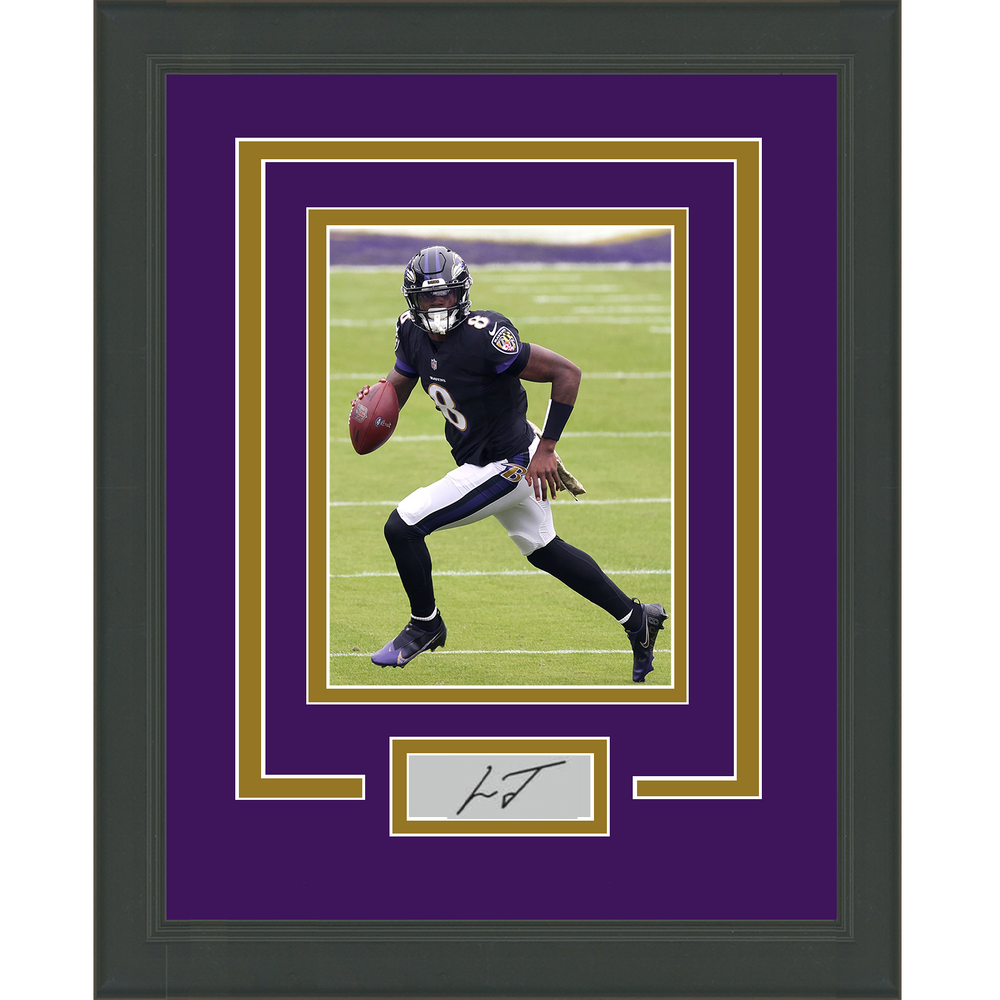 Framed Lamar Jackson Facsimile Laser Engraved Signature Auto Baltimore Ravens 11x14 Football Photo (ONLINE ORDER ONLY)