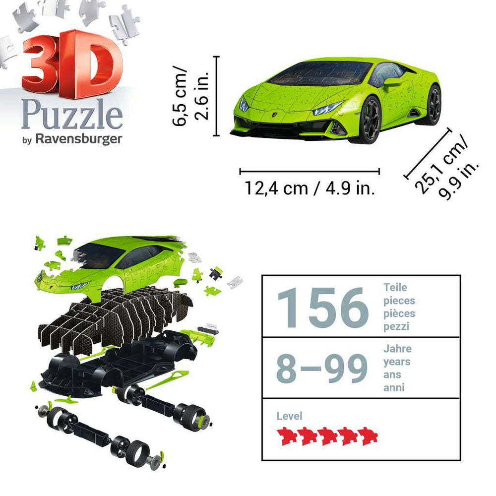 Lamborghini Huracán EVO Green 156 Piece 3D Jigsaw Puzzle Ravensburger (ONLINE ORDER ONLY)