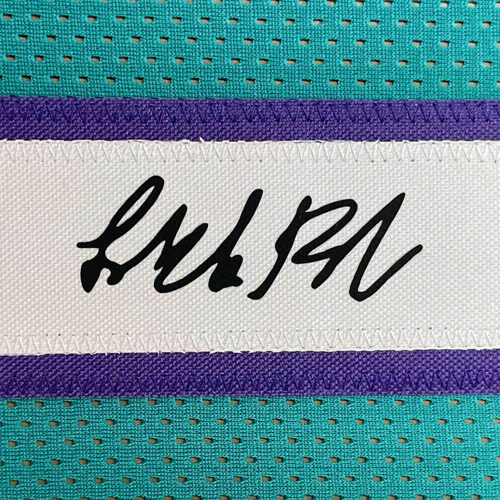 Framed Facsimile Autographed LaMelo Ball 35x39 Charlotte Teal Reprint Laser Auto Basketball Jersey (ONLINE ORDER ONLY)