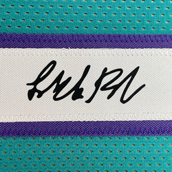 Framed Facsimile Autographed LaMelo Ball 35x39 Charlotte Teal Reprint Laser Auto Basketball Jersey (ONLINE ORDER ONLY)