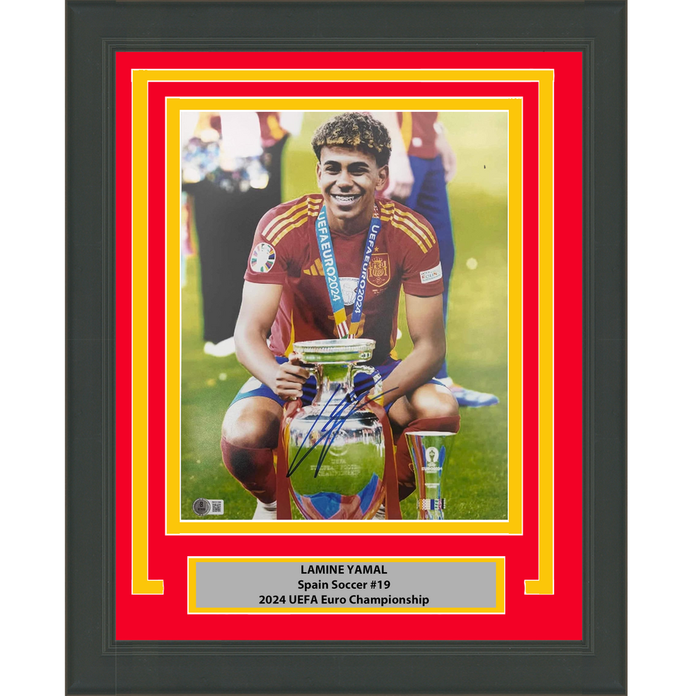 Framed Autographed/Signed Lamine Yamal Spain 11x14 Soccer Photo Beckett BAS COA (ONLINE ORDER ONLY)