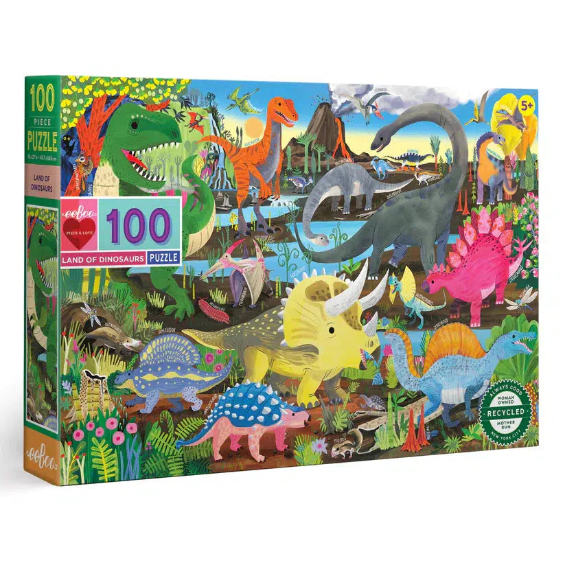 Land of Dinosaurs 100 Piece Jigsaw Puzzle eeBoo (ONLINE ORDER ONLY)