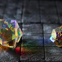 Large Dragon Egg Dichroic Glass D20 Gemstone Polyhedral Dice (ONLINE ORDER ONLY)