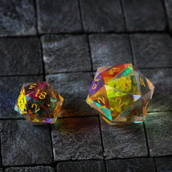 Large Dragon Egg Dichroic Glass D20 Gemstone Polyhedral Dice (ONLINE ORDER ONLY)