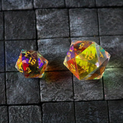 Large Dragon Egg Dichroic Glass D20 Gemstone Polyhedral Dice (ONLINE ORDER ONLY)