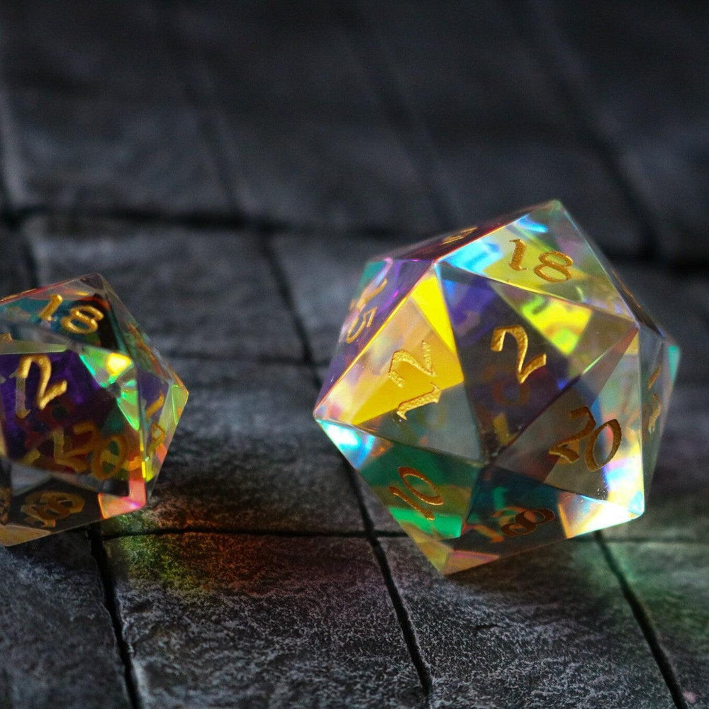 Large Dragon Egg Dichroic Glass D20 Gemstone Polyhedral Dice (ONLINE ORDER ONLY)