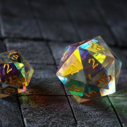 Large Dragon Egg Dichroic Glass D20 Gemstone Polyhedral Dice (ONLINE ORDER ONLY)