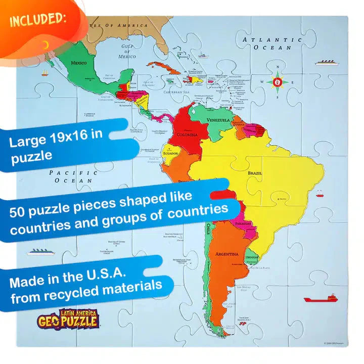 Latin America GeoPuzzle 50 Piece Jigsaw Puzzle Geotoys (ONLINE ORDER ONLY)