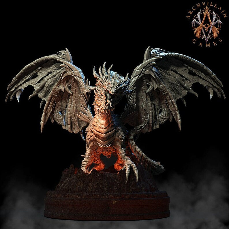 3D Printed Archvillain Games - Lava Dragon 28mm 32mm D&D (Online Only)