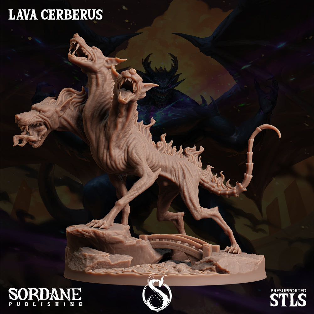 3D Printed Sordane Publishing Lava Cerberus Monster Mayhem II 28 32mm D&D (Online Only)