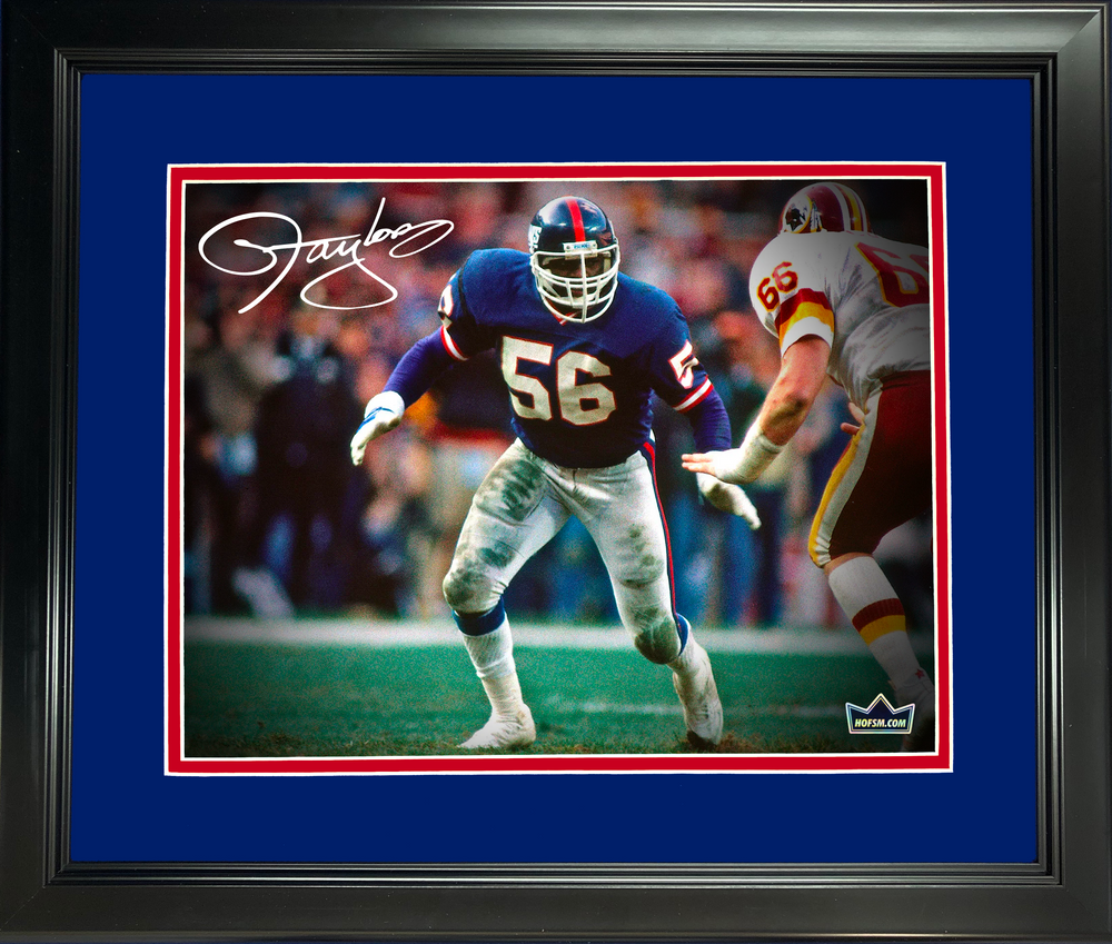 Framed Lawrence Taylor New York Giants Facsimile Laser Engraved Signature Auto 11"x14" Football Photo HOFSM Holo (ONLINE ORDER ONLY)