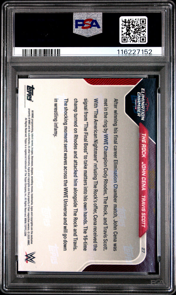 Graded 2025 Topps Now WWE The Rock John Cena Travis Scott #27 Wrestling Card PSA 8 Near Mint (ONLINE ORDER ONLY)