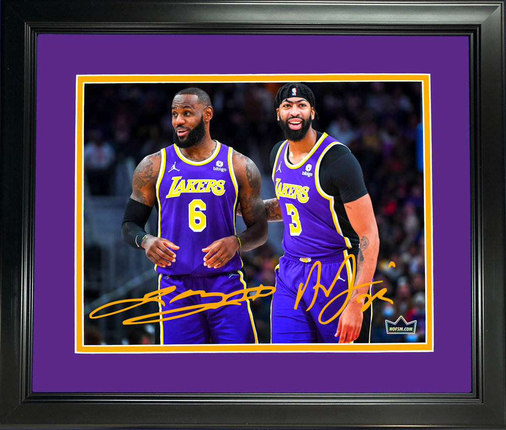 Framed LeBron James and Anthony Davis Los Angeles Lakers Dual Facsimile Laser Engraved Signature Auto 11"x14" Basketball Photo HOFSM Holo (ONLINE ORDER ONLY)
