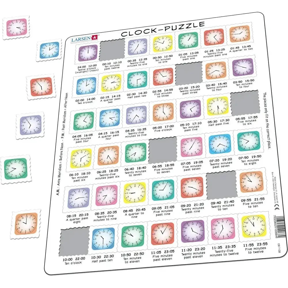 Learn the Clock 42 Piece Tray Jigsaw Puzzle Larsen