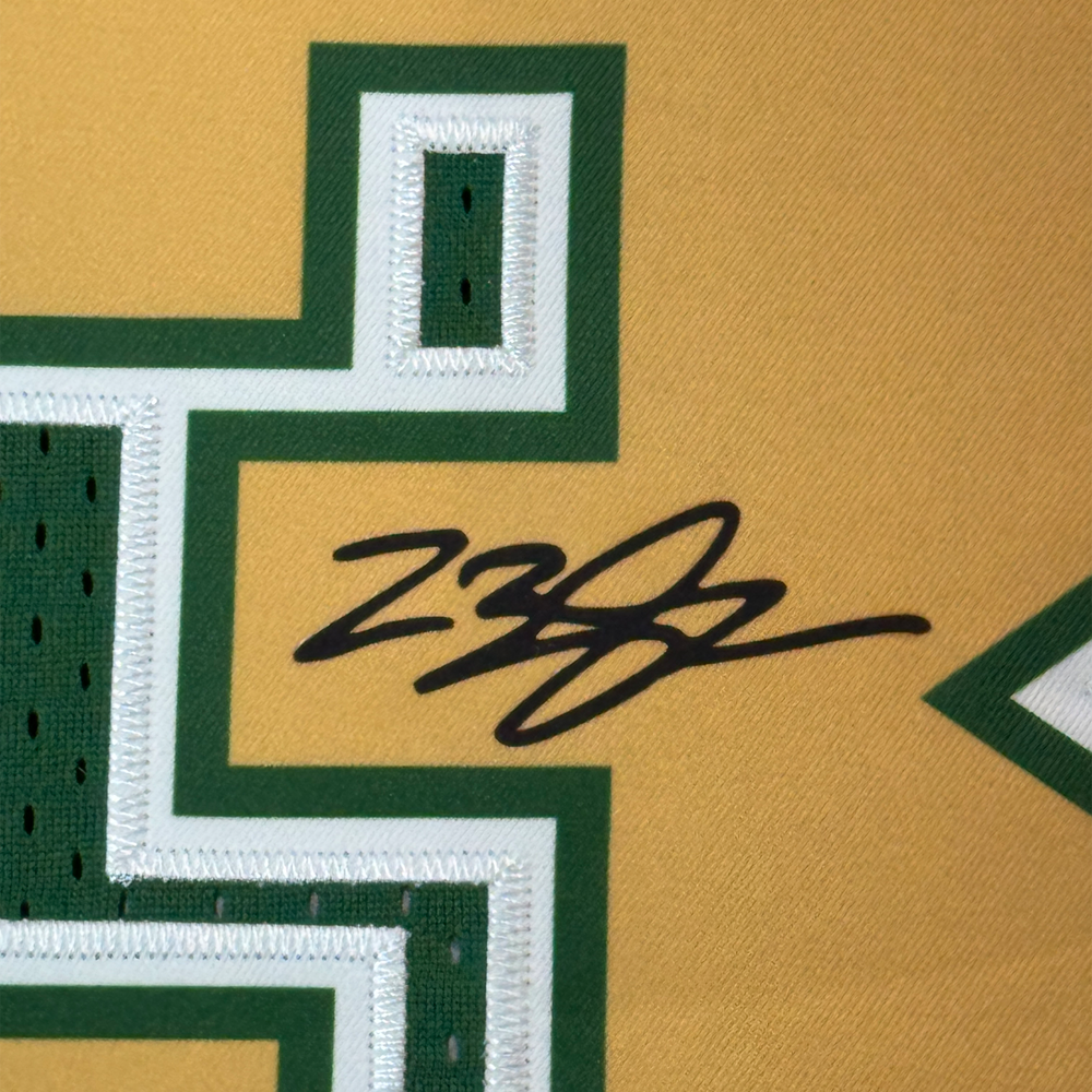 Framed Facsimile Autographed LeBron James 35x39 St. Vincent-St. Mary High School Green Reprint Laser Auto Basketball Jersey (ONLINE ORDER ONLY)