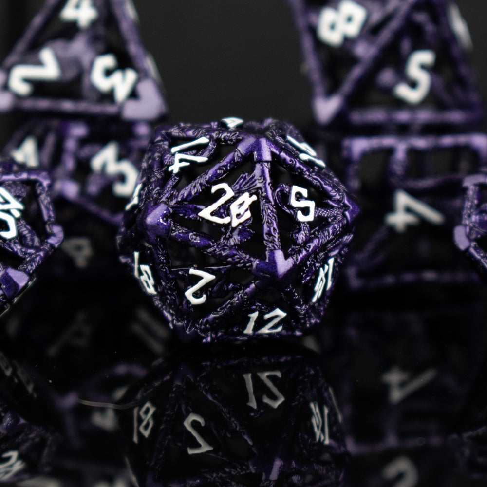 Pre-Order|| Legends of Valhalla - Purple Hollow Metal Dice Set