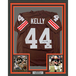 Framed Facsimile Autographed Leroy Kelly 35x39 Cleveland Brown Reprint Laser Auto Football Jersey (ONLINE ORDER ONLY)