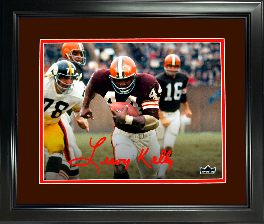 Framed Leroy Kelly Facsimile Laser Engraved Signature Auto Cleveland Browns 11"x14" Football Photo HOFSM Holo (ONLINE ORDER ONLY)