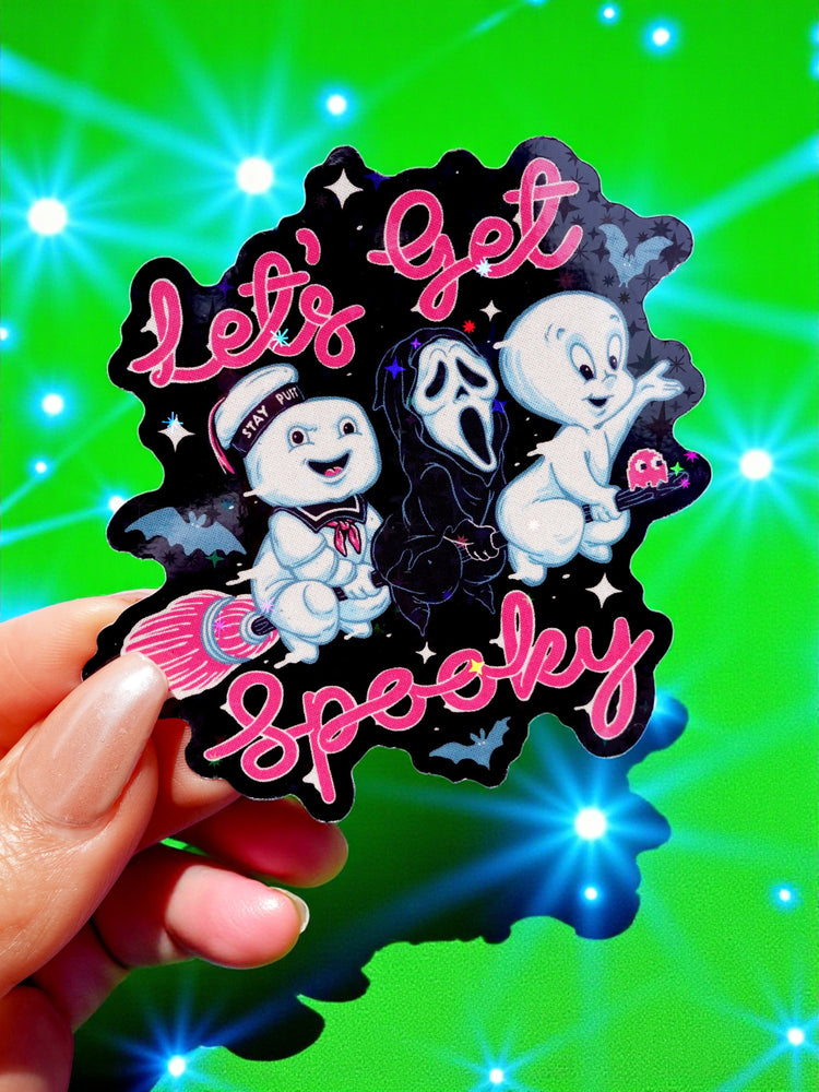 Let’s Get Spooky Sticker – Funny Halloween Glitter Vinyl Sticker (ONLINE ORDER ONLY)
