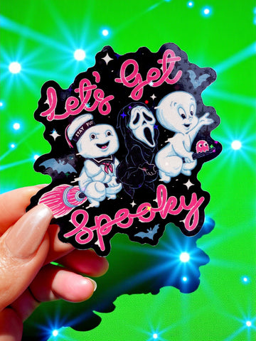 Let’s Get Spooky Sticker – Funny Halloween Glitter Vinyl Sticker (ONLINE ORDER ONLY)
