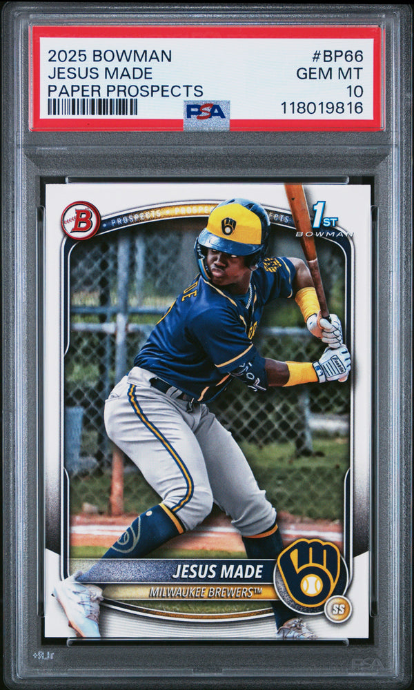 Graded 2025 Topps Bowman Jesus Made #BP66 Paper Prospects Rookie RC Baseball Card PSA 10 Gem Mint (ONLINE ORDER ONLY)