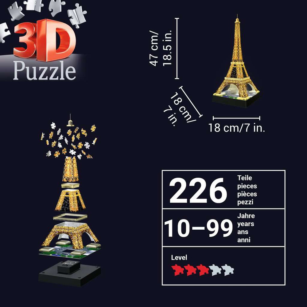 Light-Up Eiffel Tower 226 Piece 3D Jigsaw Puzzle Ravensburger (ONLINE ORDER ONLY)