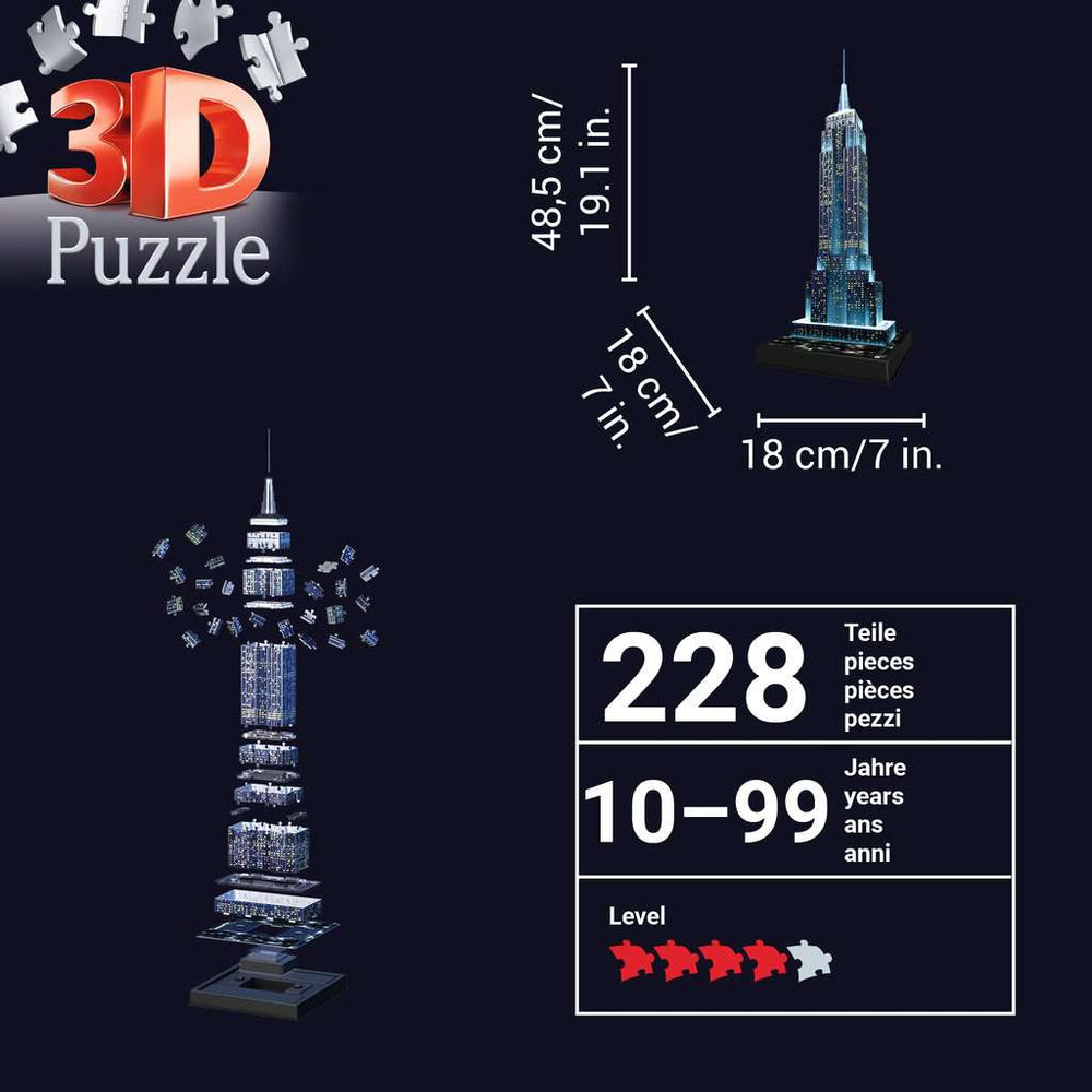 Light-Up Empire State Building 228 Piece 3D Jigsaw Puzzle Ravensburger (ONLINE ORDER ONLY)