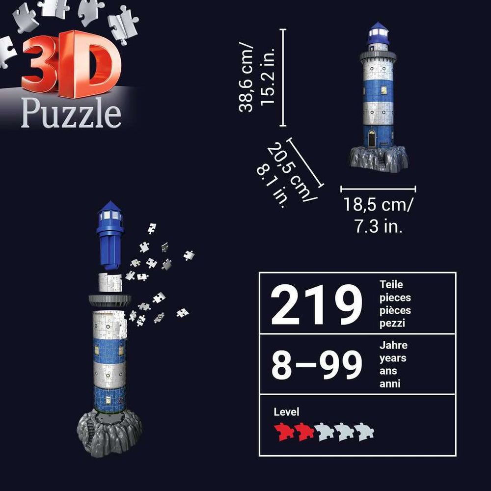 Light-Up Lighthouse 219 Piece 3D Jigsaw Puzzle Ravensburger (ONLINE ORDER ONLY)