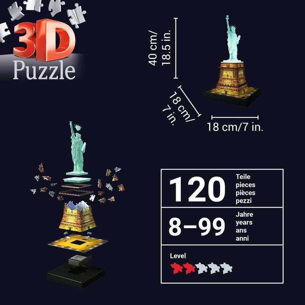 Light-Up Statue of Liberty 120 Piece 3D Jigsaw Puzzle Ravensburger (ONLINE ORDER ONLY)