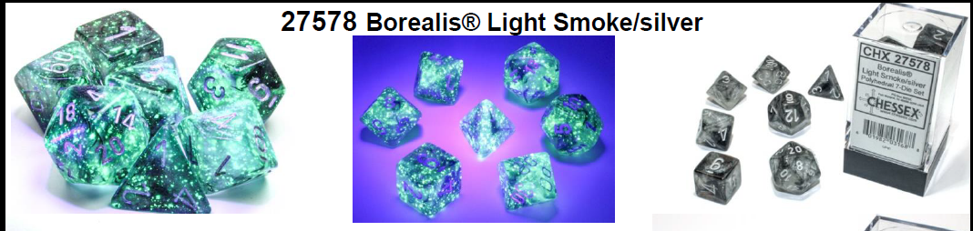 Borealis Light Smoke/silver 7-Dice / 16mm / 12mm / 30mm Luminary (Online Only)