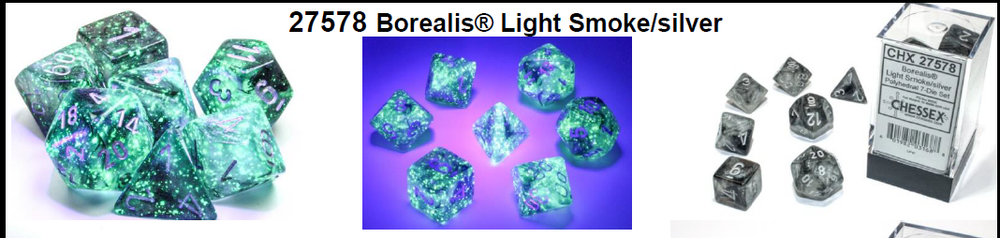 Borealis Light Smoke/silver 7-Dice / 16mm / 12mm / 30mm Luminary (Online Only)