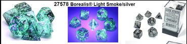 Borealis Light Smoke/silver 7-Dice / 16mm / 12mm / 30mm Luminary (Online Only)