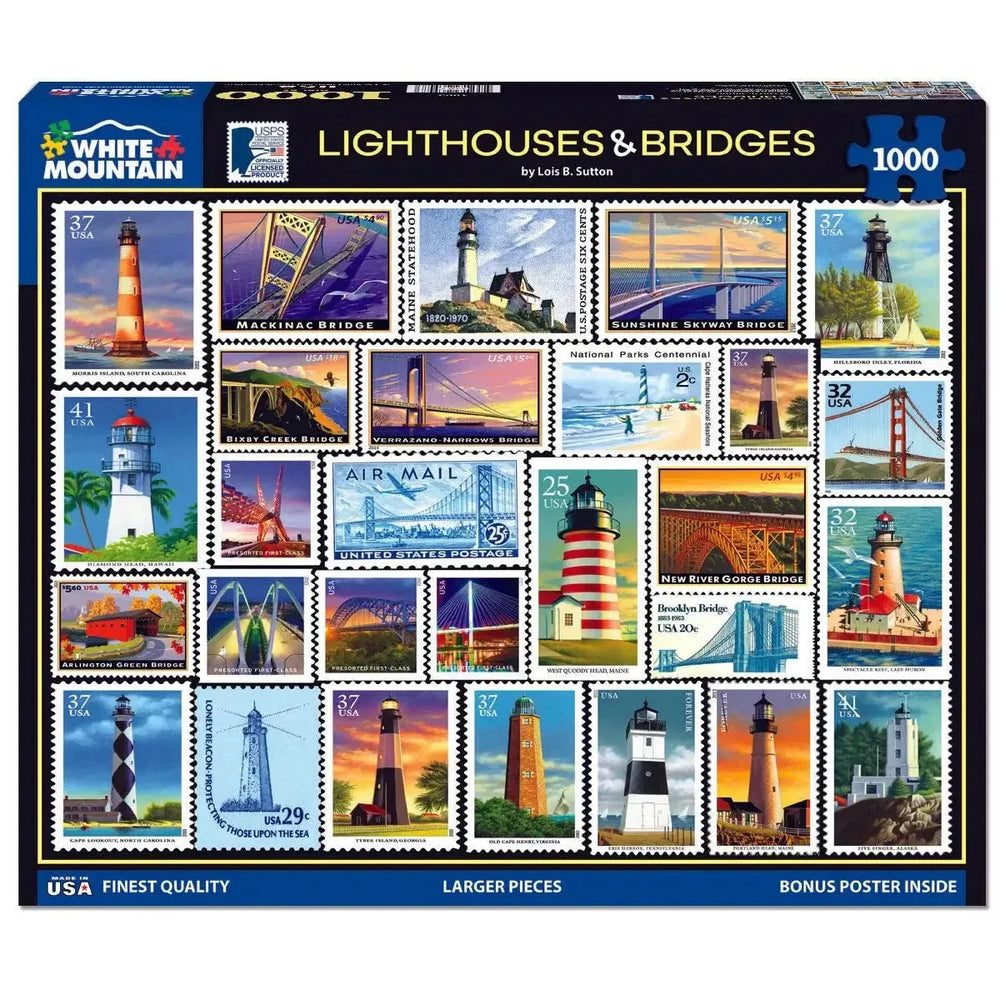 Lighthouses & Bridges 1000 Piece Jigsaw Puzzle White Mountain (ONLINE ORDER ONLY)
