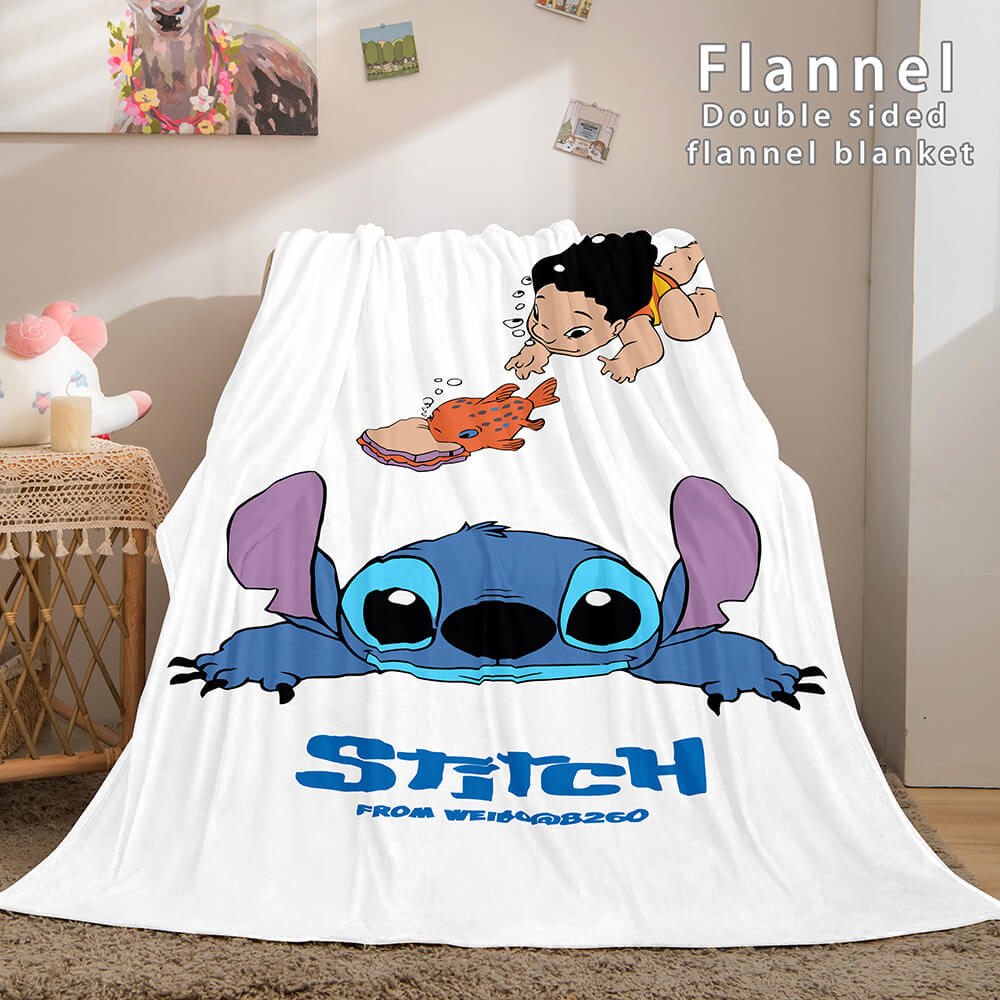 Lilo and Stitch Flannel Blanket Warm Cozy Plush Throw Bed Blankets (Online Order Only)