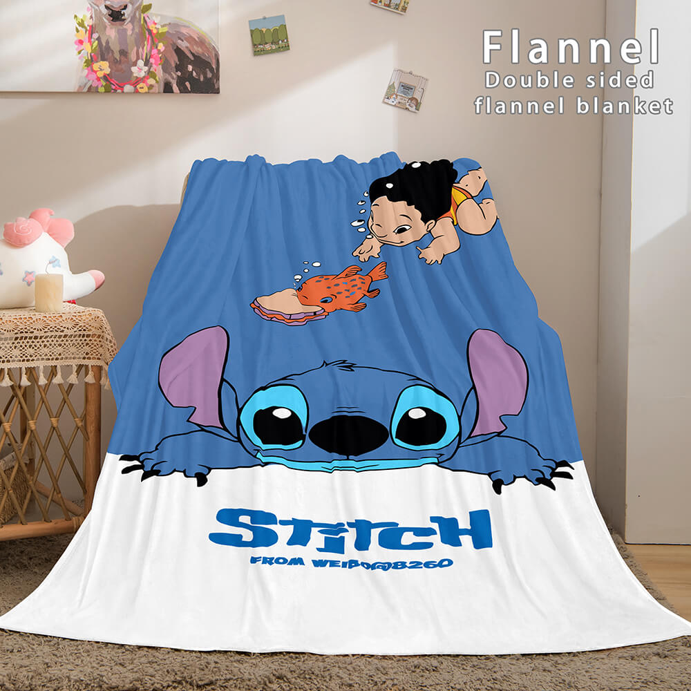 Lilo and Stitch Ohana Flannel Blanket Warm Cozy Throw Bed Blanket (Online Order Only)