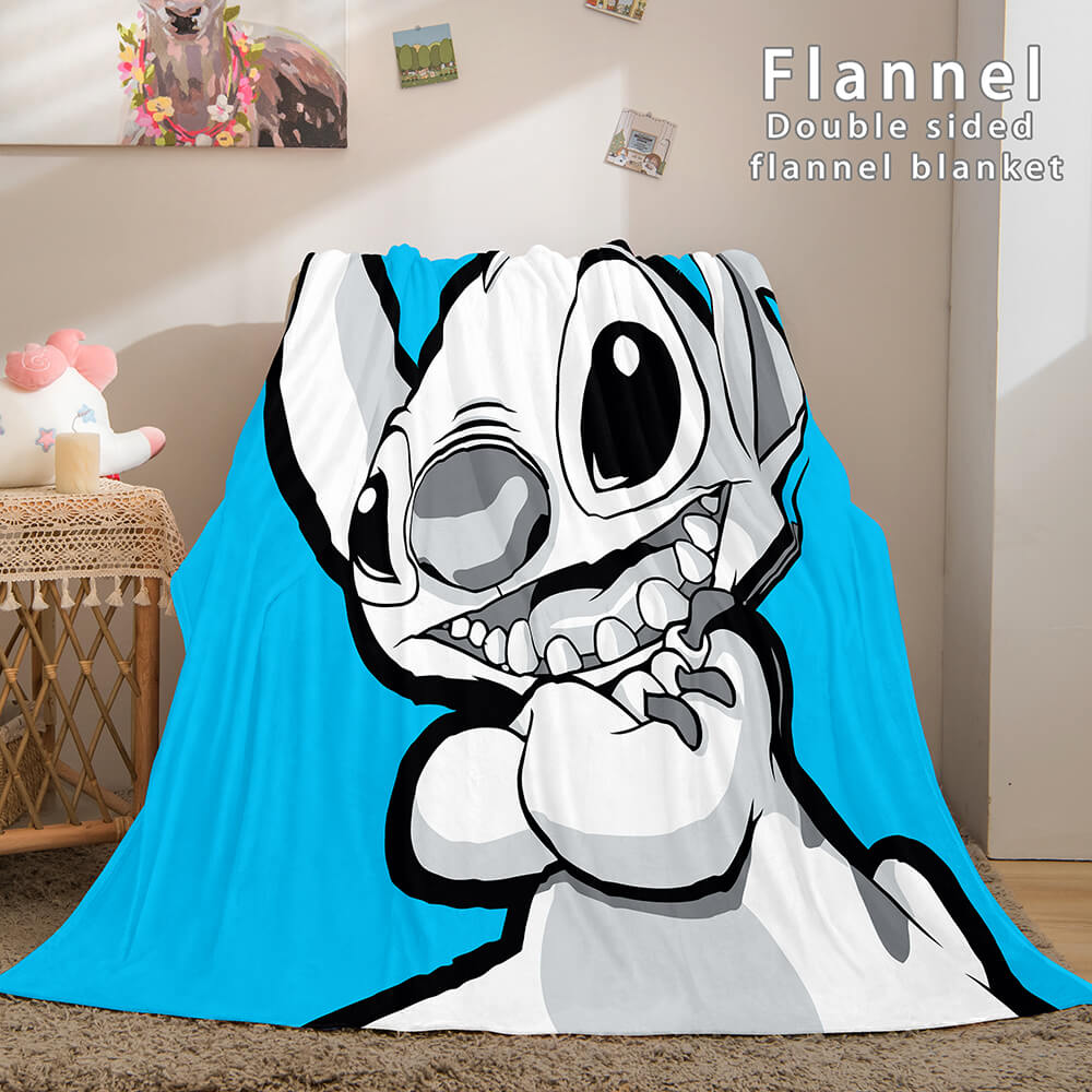 Lilo and Stitch Ohana Flannel Blanket Warm Cozy Throw Bed Blanket (Online Order Only)