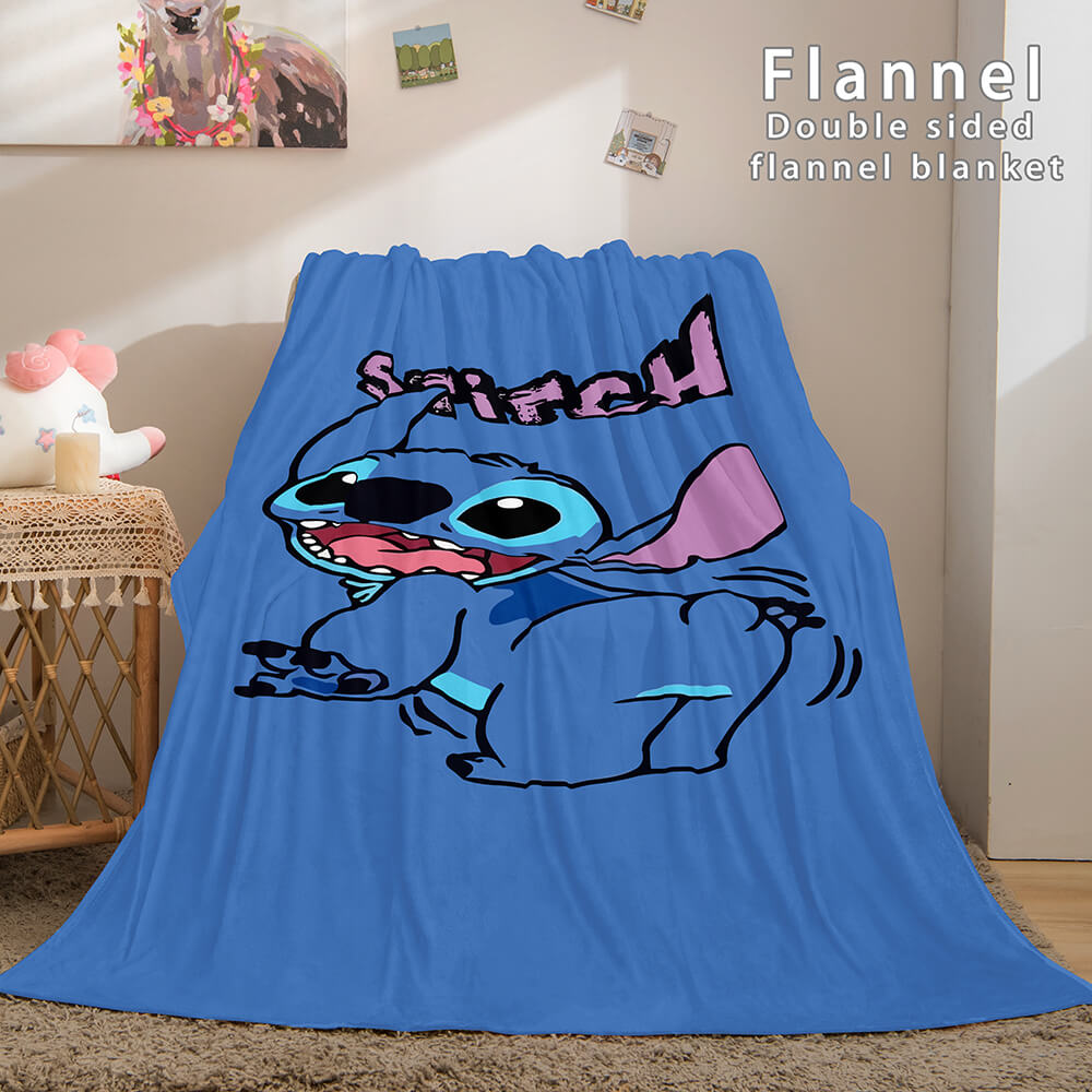 Lilo and Stitch Ohana Flannel Blanket Warm Cozy Throw Bed Blanket (Online Order Only)