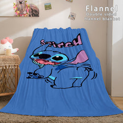Lilo and Stitch Ohana Flannel Blanket Warm Cozy Throw Bed Blanket (Online Order Only)