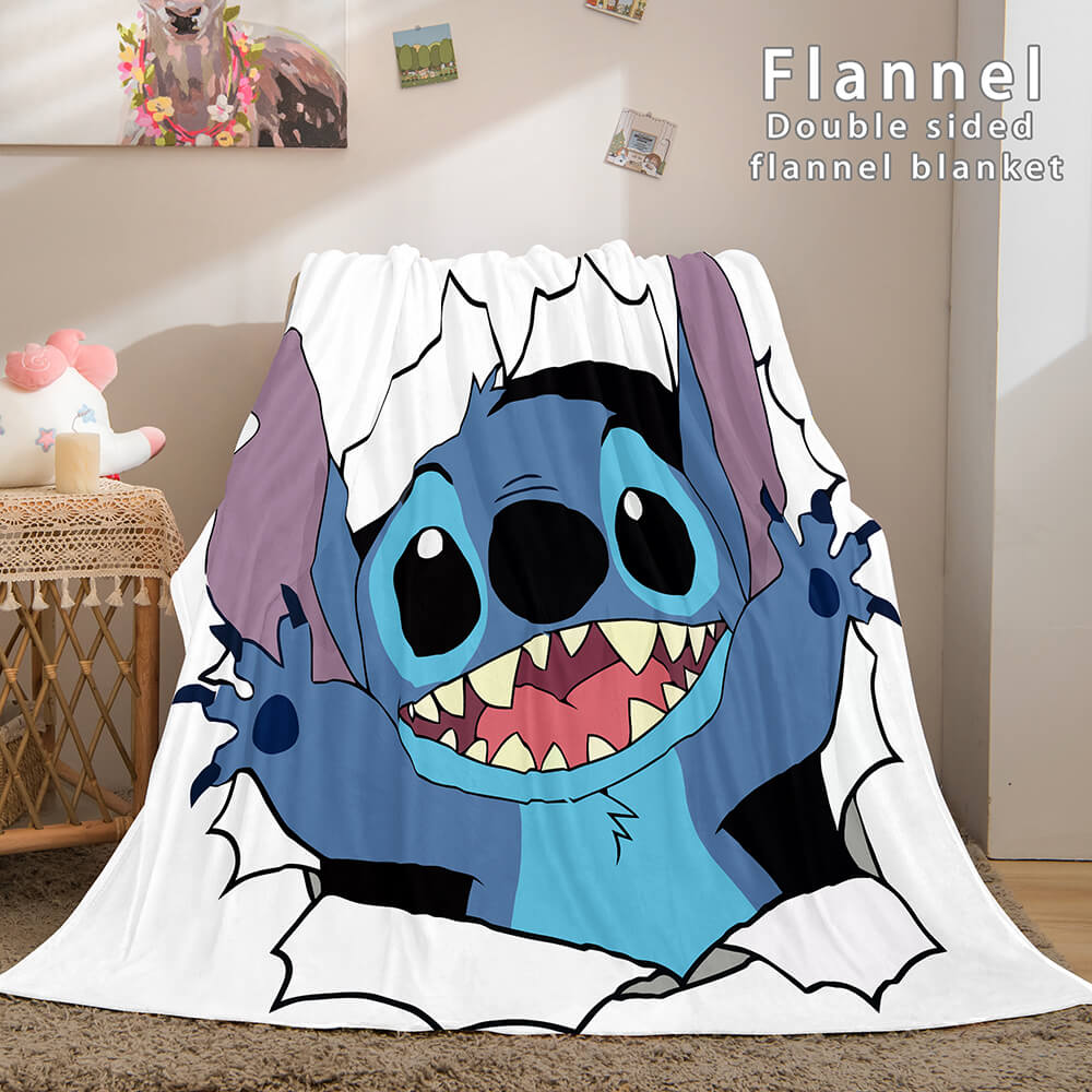 Lilo and Stitch Ohana Flannel Blanket Warm Cozy Throw Bed Blanket (Online Order Only)