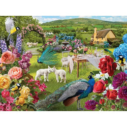 Little Lambs Rose Garden 1000 Piece Jigsaw Puzzle Cobble Hill